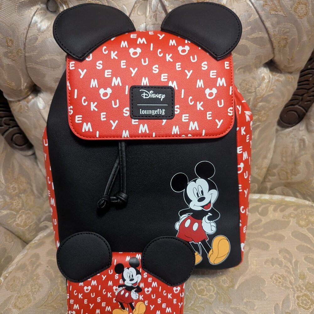 Mickey Mouse Loungefly Drawstring Backpack and Wallet Set